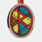 Art Nouveau Raidho Rune of Balance Ornament Aus Metall (Rechts)