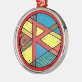 Art Nouveau Raidho Rune of Balance Ornament Aus Metall (Links)