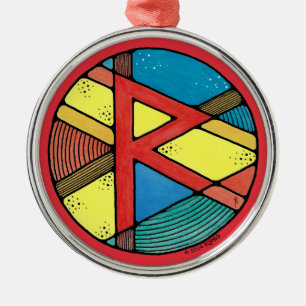 Art Nouveau Raidho Rune of Balance Ornament Aus Metall