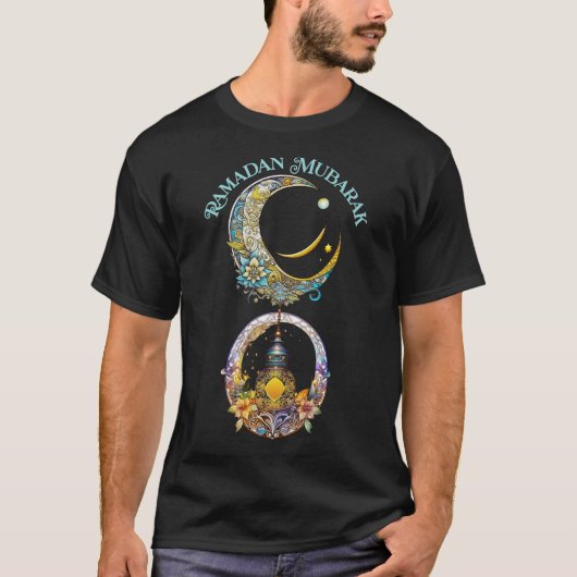 Art Nouveau Ramadan Moon und Lantern T-Shirt (Vorderseite)