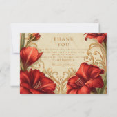 Art Nouveau Red Amaryllis Wedding Dankeskarte (Vorderseite)