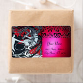 ART NOUVEAU RED BLACK GOLD DAMASK MONOGRAMM , ruby (Insitu)