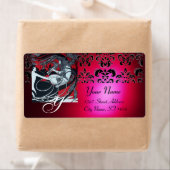ART NOUVEAU RED BLACK GOLD DAMASK MONOGRAMM , ruby (Insitu)