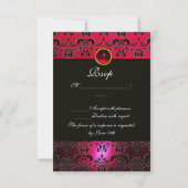 ART NOUVEAU RED BLACK GOLD DAMASK UAWG, ruby RSVP Karte (Rückseite)