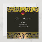 ART NOUVEAU RED BLACK YELLOW WHITE DAMASK MONOGRAM EINLADUNG (Rückseite)