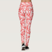 Art Nouveau Red Hearts Foliage Leggings (Rückseite)