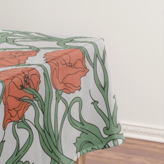 Art Nouveau Red Poppy Floral Print Tischdecke (Beispiel)