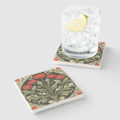 Art Nouveau Red Tulip Steinuntersetzer (Seitenansicht)