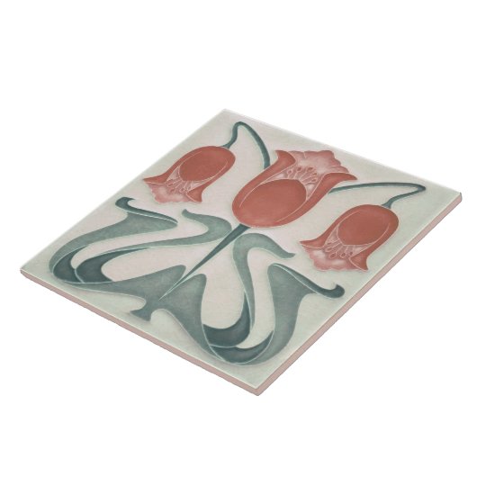 Art Nouveau Red Tulips Zuhause Wall Deco Fliese (Seite)