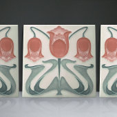 Art Nouveau Red Tulips Zuhause Wall Deco Fliese