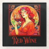 Art Nouveau Red Wine Glasuntersetzer (Vorderseite)