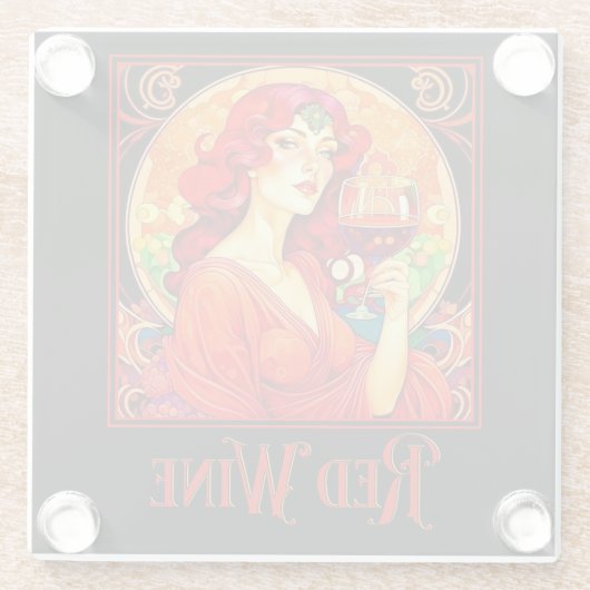 Art Nouveau Red Wine Glasuntersetzer (Rückseite)