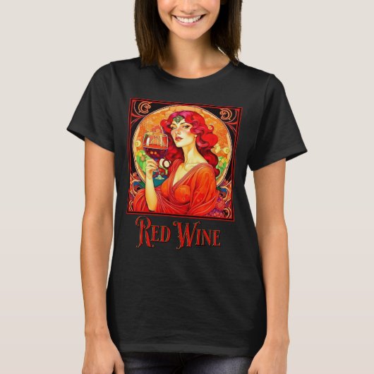 Art Nouveau Red Wine T-Shirt (Vorderseite)