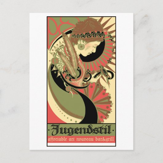 Art Nouveau, Restaurant, Vintage Werbung Postkarte (Vorderseite)