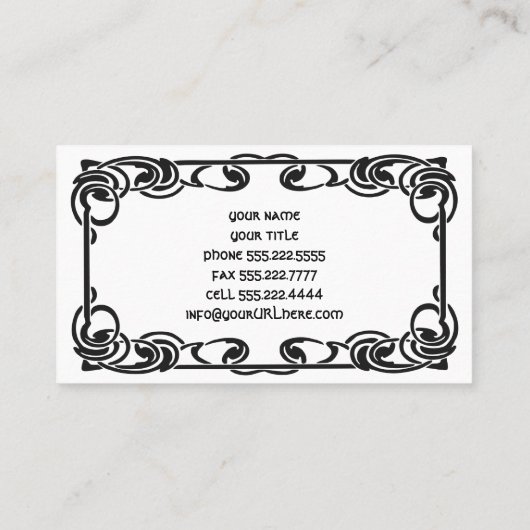 Art Nouveau Retro Chic Black Decoration Border Visitenkarte (Rückseite)