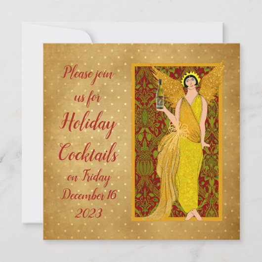 Art Nouveau Retro Holiday Angel Einladung (Vorderseite)