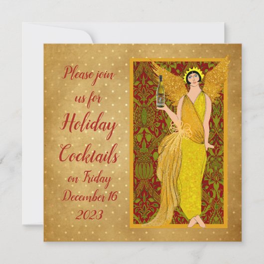 Art Nouveau Retro Holiday Angel Einladung (Vorderseite)