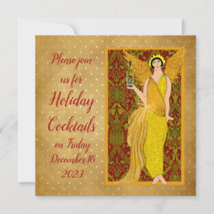 Art Nouveau Retro Holiday Angel Einladung