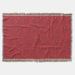 Art Nouveau Retro Red Floral Christmas Poinsettia Decke