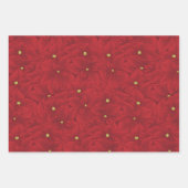 Art Nouveau Retro Red Floral Christmas Poinsettia Geschenkpapier Set (Vorderseite 3)