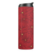 Art Nouveau Retro Red Floral Christmas Poinsettia Thermosbecher (Nach links gedreht)