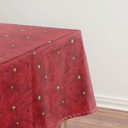 Art Nouveau Retro Red Floral Christmas Poinsettia Tischdecke (Beispiel)