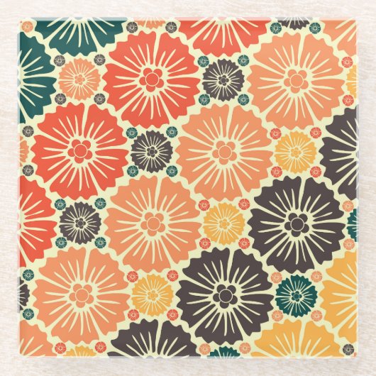 Art Nouveau Retro Tapete Design. Glasuntersetzer (Vorderseite)