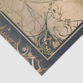 Art Nouveau Rokoko Castle Navy n Gold Ephemera 5A Seidenpapier (Ausschnitt)