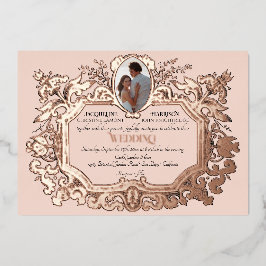 Art Nouveau Rokoko Elegantes Foto Rose Folieneinladung