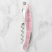 Art nouveau, rosa, Blumenmuster, metallischer Chic Kellnermesser (Vorderseite)