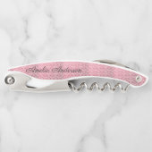 Art nouveau, rosa, Blumenmuster, metallischer Chic Kellnermesser (Vorderseite)