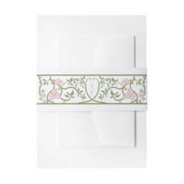 Art Nouveau Rosa und Grün Florale Hochzeit  Einladungsbanderole