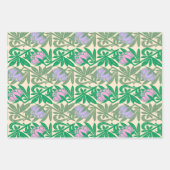 Art Nouveau rosa Wasserliliendamast Geschenkpapier Set (Vorderseite 3)