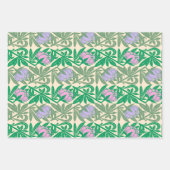 Art Nouveau rosa Wasserliliendamast Geschenkpapier Set (Vorderseite)