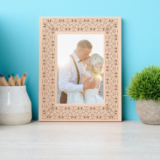 Art Nouveau Rose Blume & Foliage Muster Geätzte Rahmen