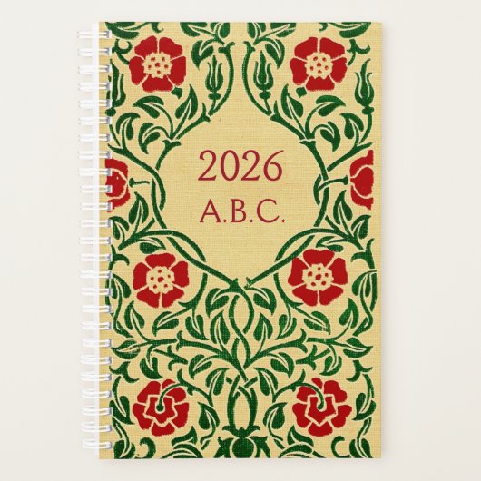 Art Nouveau Rose Date Planner 2026 (Monogramm) Planer (Vorderseite)