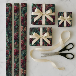 Art Nouveau Rose Teal Geschenkpapier-Bündel-Set Geschenkpapier Set