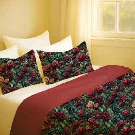 Art Nouveau Rose Teal Gold Floral Pillowcase Kissenbezug