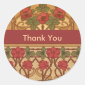 Art Nouveau RosesVielen Dank Runder Aufkleber (Vorderseite)