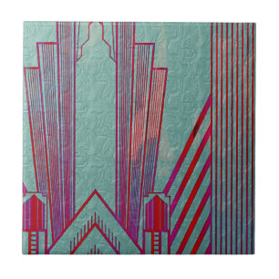 Art nouveau, rot, türkis, grün, vintage, art deco, fliese