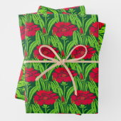 Art Nouveau Rote Nelken Blumendach Geschenkpapier Set (Beispiel)