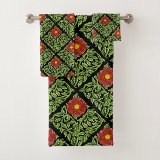 Art Nouveau Rote Rose De Morgan Badhandtuch Set (Insitu)