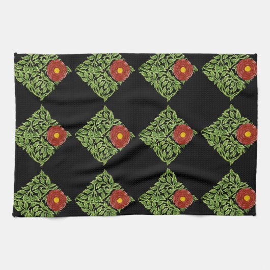 Art Nouveau Rote Rose De Morgan Geschirrtuch (Horizontal)