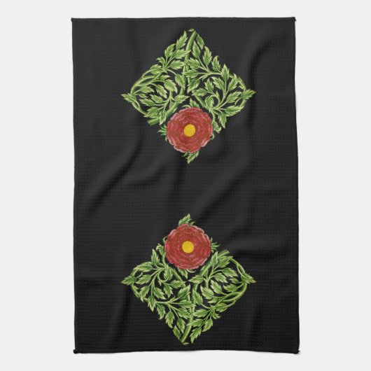 Art Nouveau Rote Rose De Morgan Geschirrtuch (Vertikal)