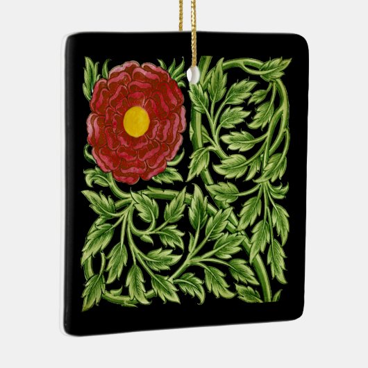 Art Nouveau Rote Rose De Morgan Keramikornament (Rechts)