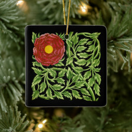 Art Nouveau Rote Rose De Morgan Keramikornament