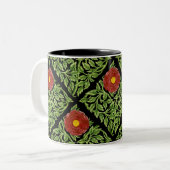 Art Nouveau Rote Rose De Morgan Zweifarbige Tasse (Vorderseite Links)