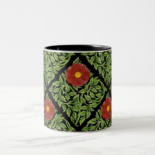 Art Nouveau Rote Rose De Morgan Zweifarbige Tasse (Mittel)