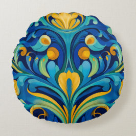 Art Nouveau Round Pillow Rundes Kissen
