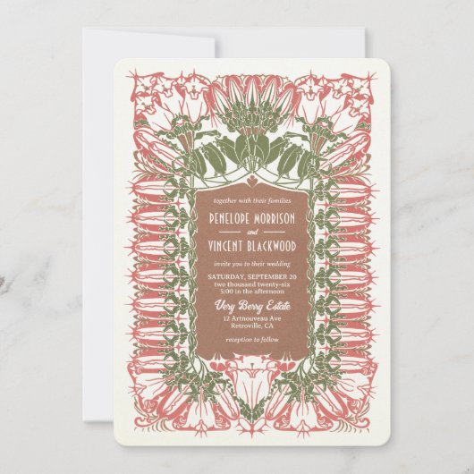 Art Nouveau Royal Lily Wedding Einladung (Vorderseite)